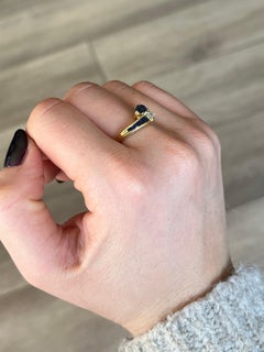 Vintage Sapphire and Diamond 18 Carat Gold Cross Over Ring