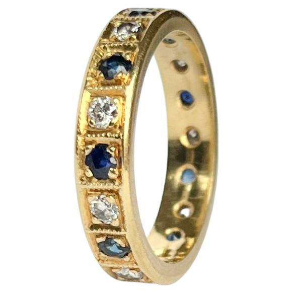 Vintage Sapphire and Diamond 18 Carat Gold Eternity Band For Sale