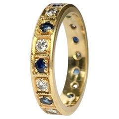 Antique Sapphire and Diamond 18 Carat Gold Eternity Band
