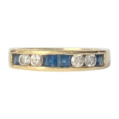 Vintage Sapphire and Diamond 18 Carat Gold Half Eternity Band