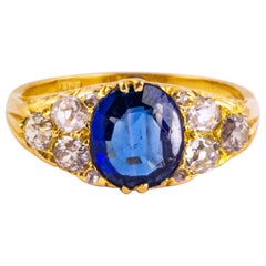 Vintage Sapphire and Diamond 18 Carat Gold Ring