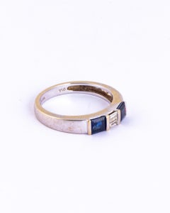 Vintage Sapphire and Diamond 18 Carat White Gold Band