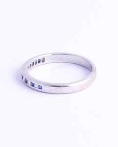Vintage Sapphire and Diamond 18 Carat White Gold Half Eternity