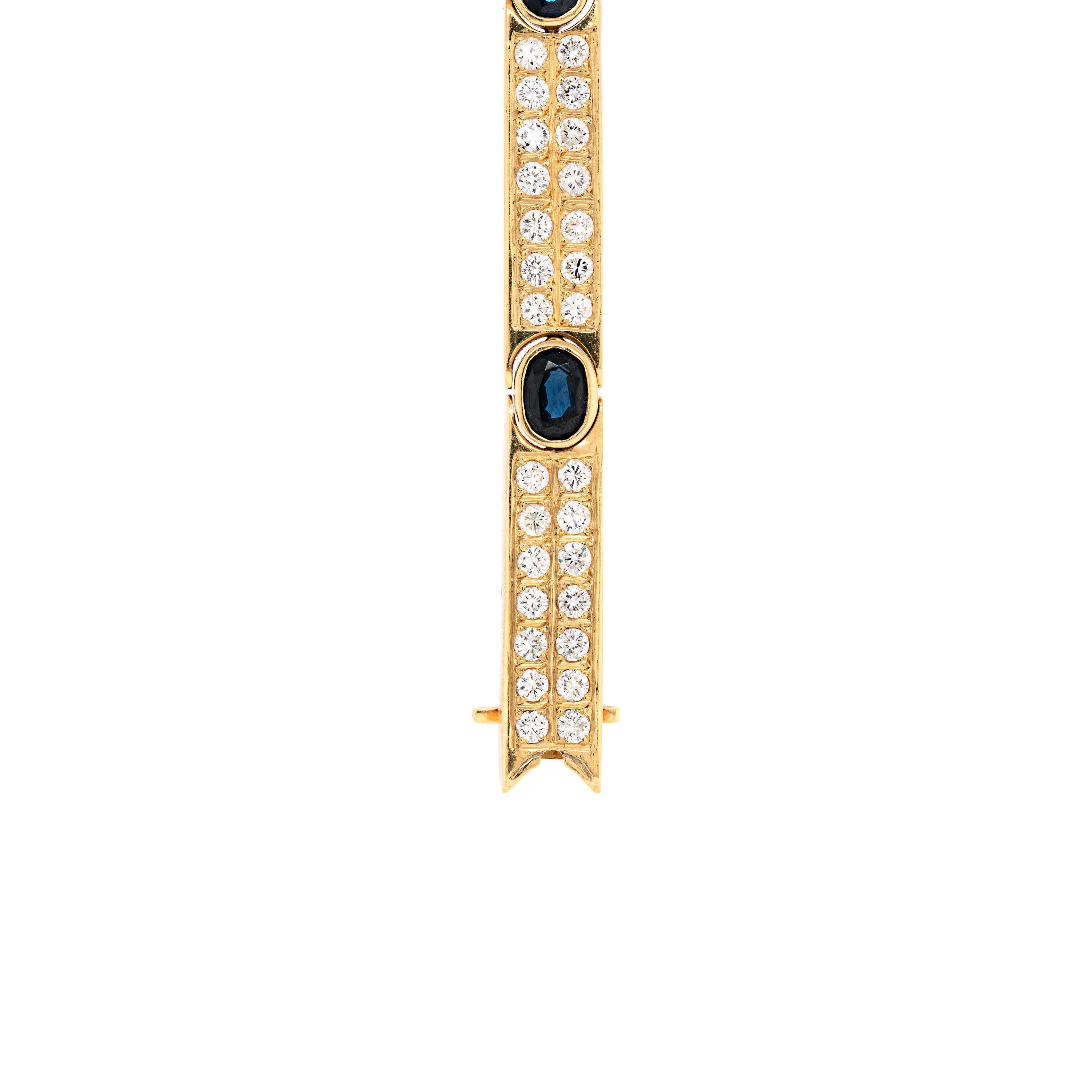 Contemporain Bracelet vintage en or jaune 18 carats avec saphir et diamants en vente