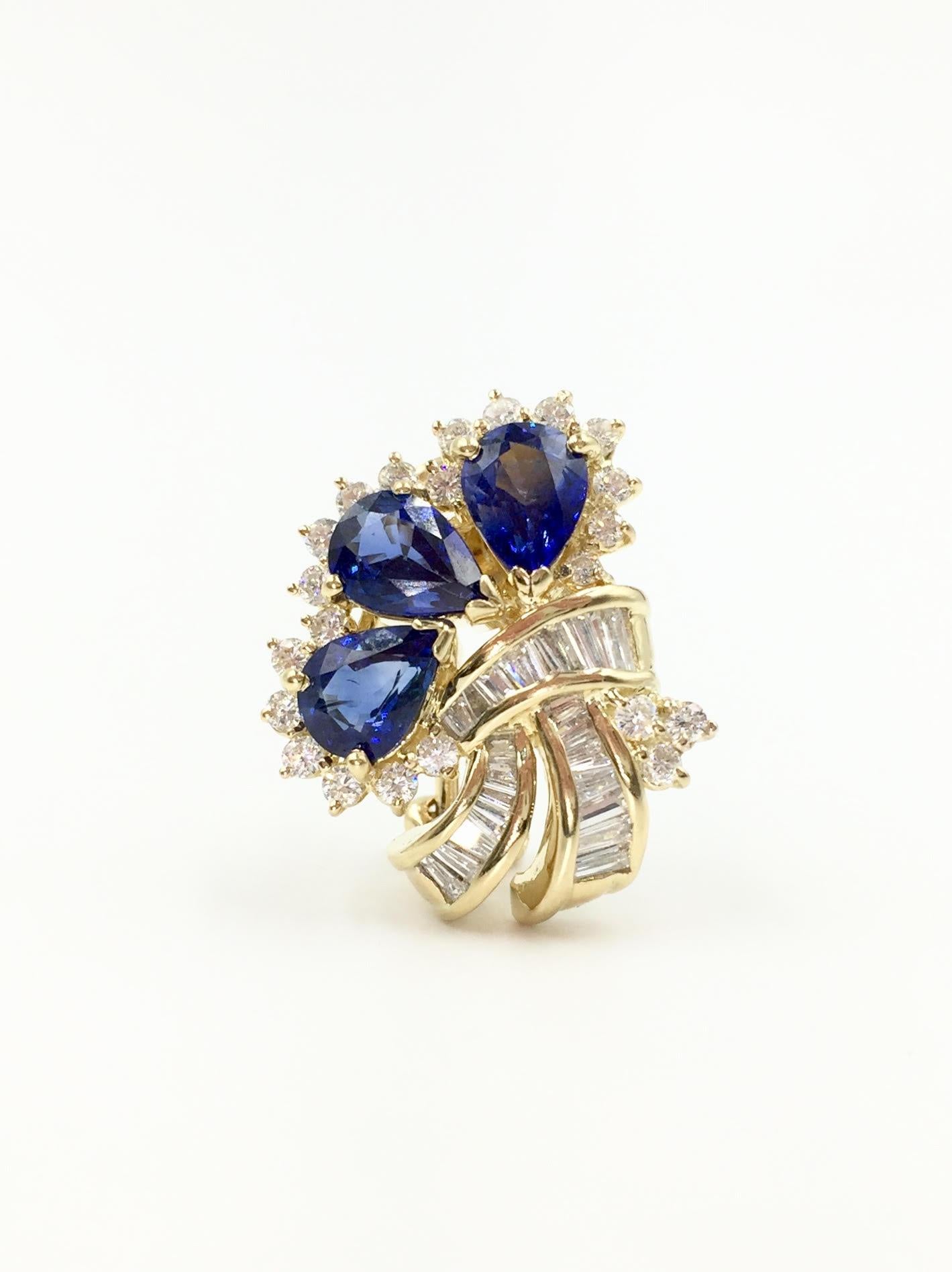 Women's Vintage Sapphire and Diamond 18 Karat Earrings For Sale