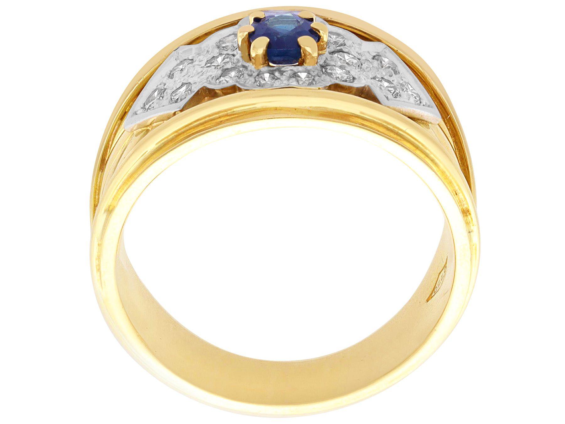 1980er Jahre Saphir und Diamant 18k Gelbgold Cocktail-Ring für Damen oder Herren im Angebot