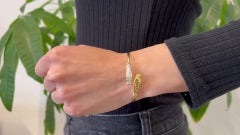 Vintage Sapphire and Diamond 18k Yellow Gold Panther Cuff Bracelet