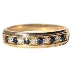 Vintage Sapphire and Diamond 9 Carat Gold 1/3 Eternity Band