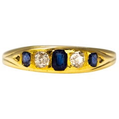 Vintage Sapphire and Diamond 9 Carat Gold Band