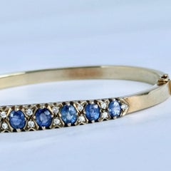 Vintage Sapphire and Diamond 9 Carat Gold Bangle