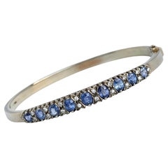 Vintage Sapphire and Diamond 9 Carat Gold Bangle