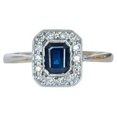 Vintage Sapphire and Diamond 9 Carat Gold Cluster Ring
