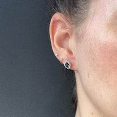 Vintage Sapphire and Diamond 9 Carat Gold Cluster Stud Earrings