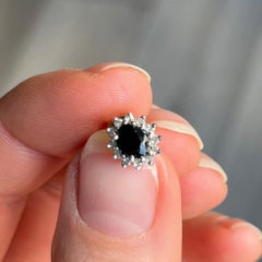 Vintage Sapphire and Diamond 9 Carat Gold Cluster Stud Earrings