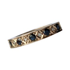 Vintage Sapphire and Diamond 9 Carat Gold Half Eternity Band