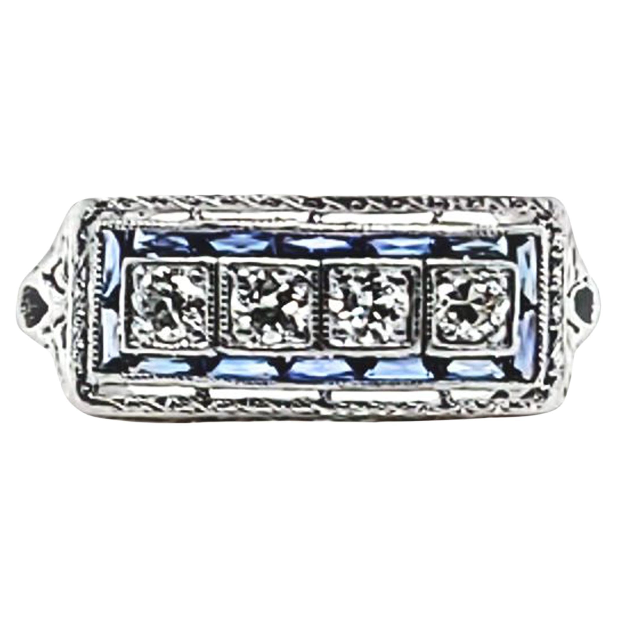 Vintage Sapphire and Diamond Band For Sale