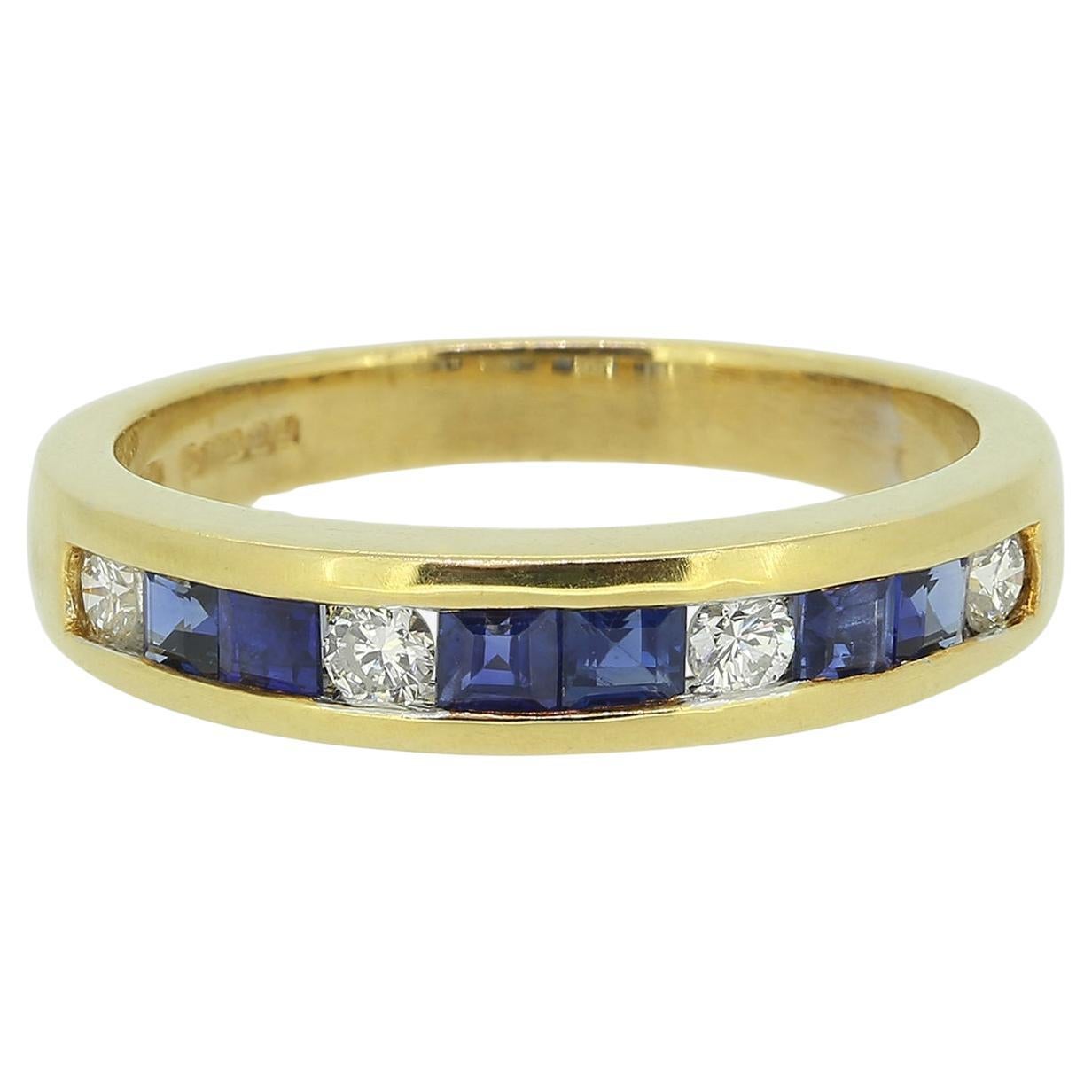 Vintage Sapphire and Diamond Band Ring For Sale