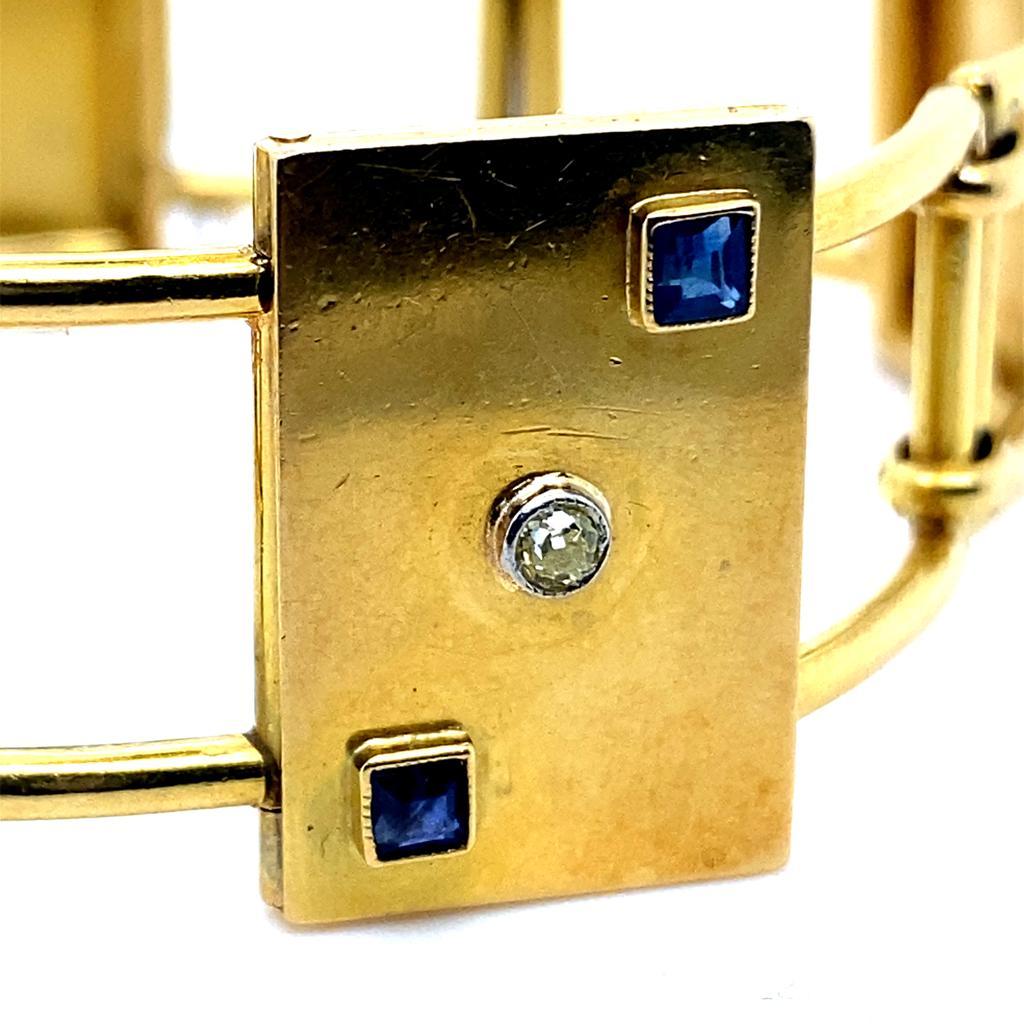 Vintage Sapphire and Diamond Bracelet 18 Karat Yellow Gold Circa 1930 For Sale 1