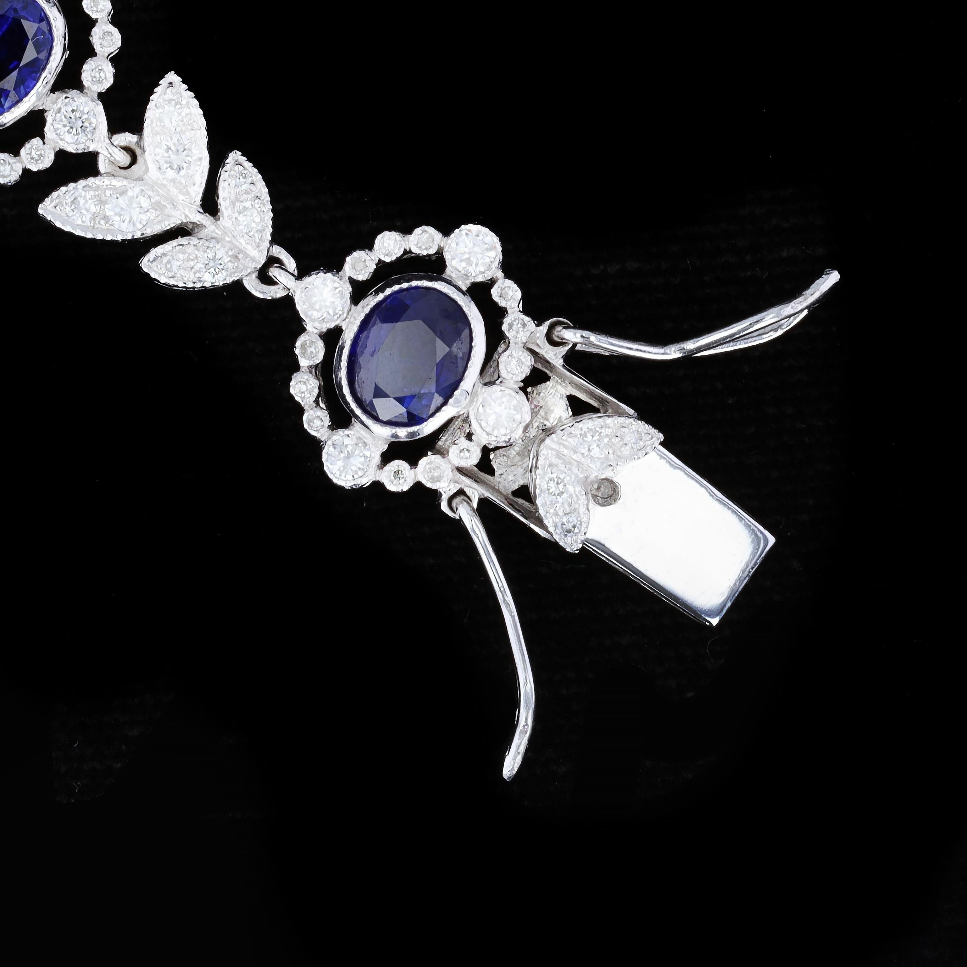 Vintage Sapphire and Diamond Bracelet In Excellent Condition For Sale In NEW ORLEANS, LA