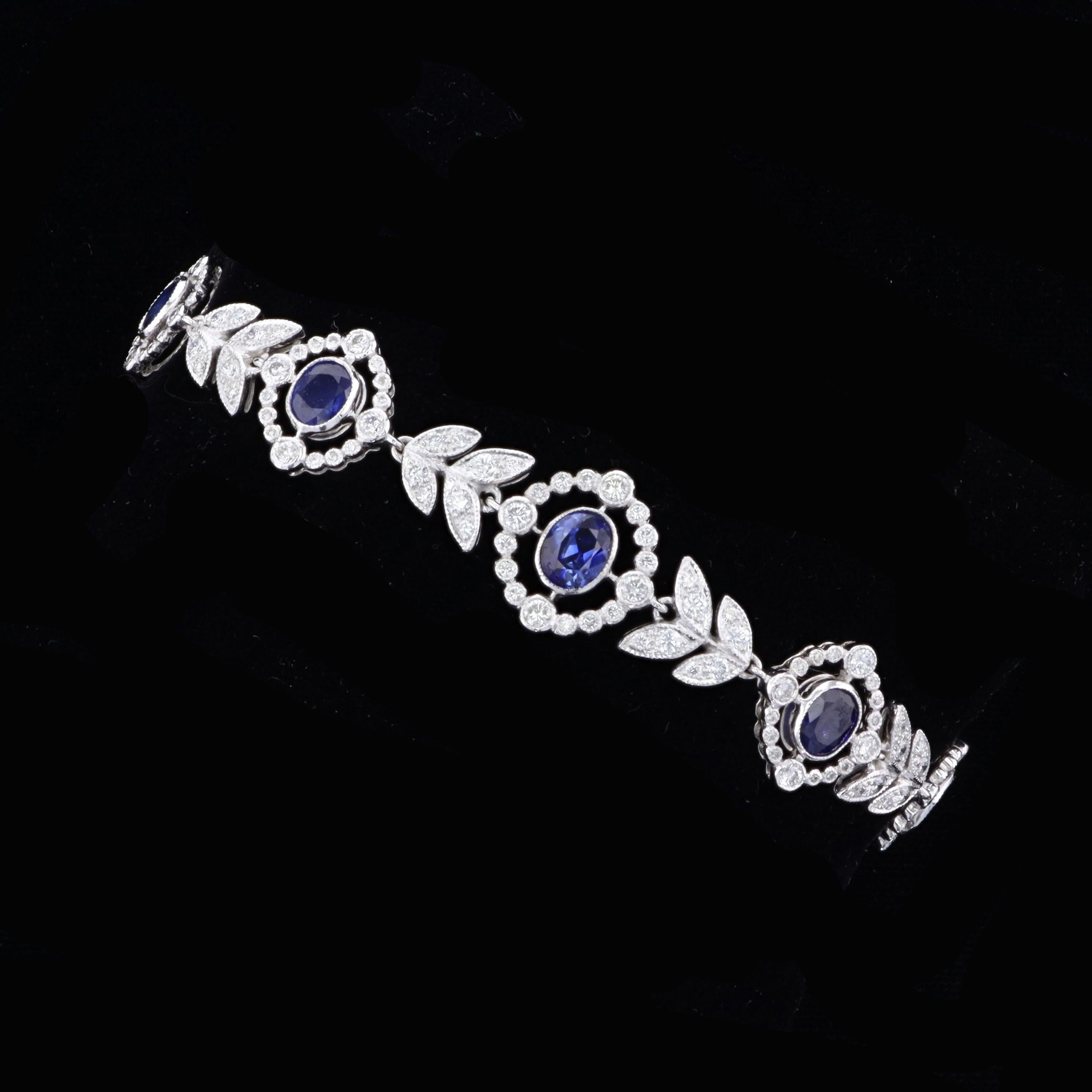 Women's Vintage Sapphire and Diamond Bracelet For Sale