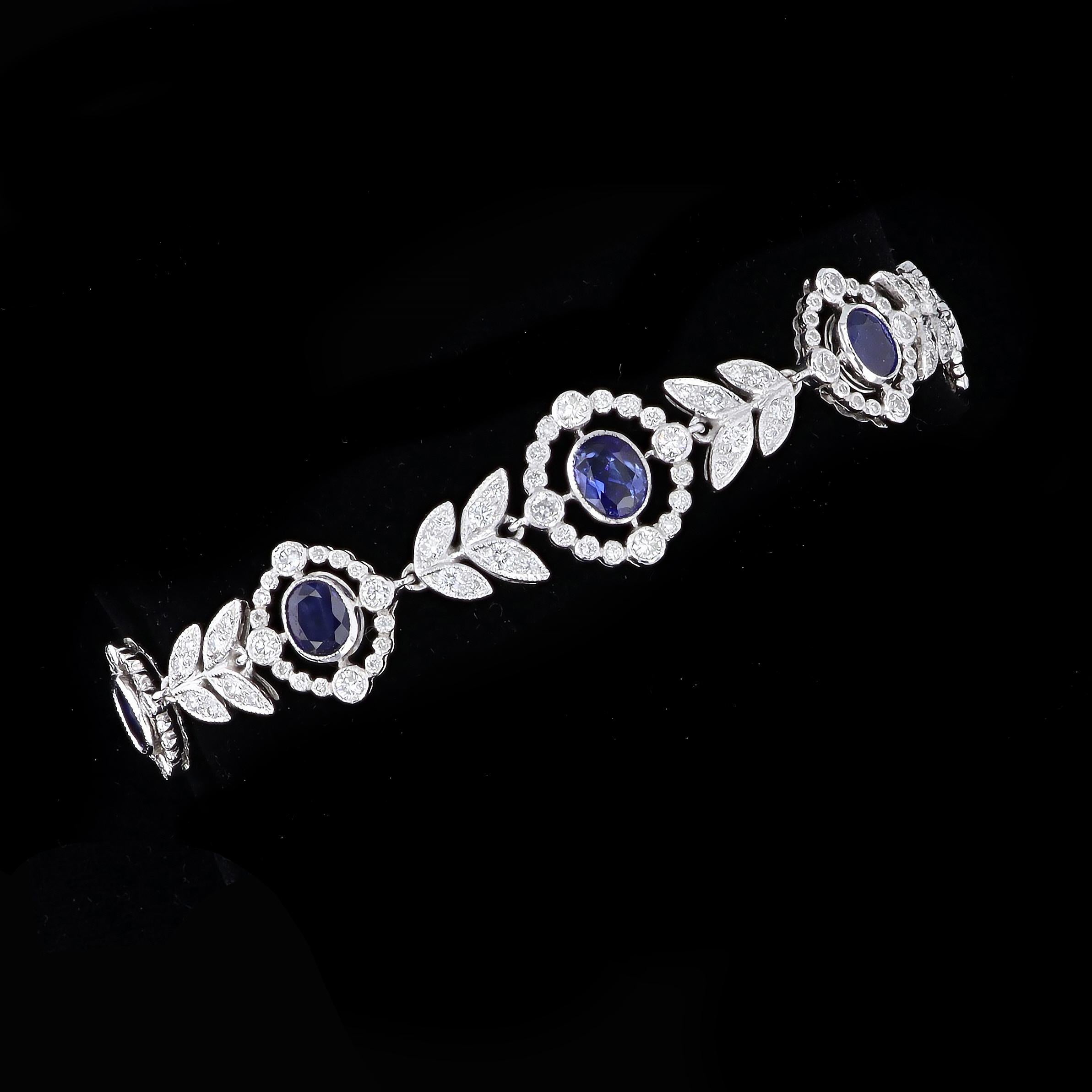 Vintage Sapphire and Diamond Bracelet For Sale 1