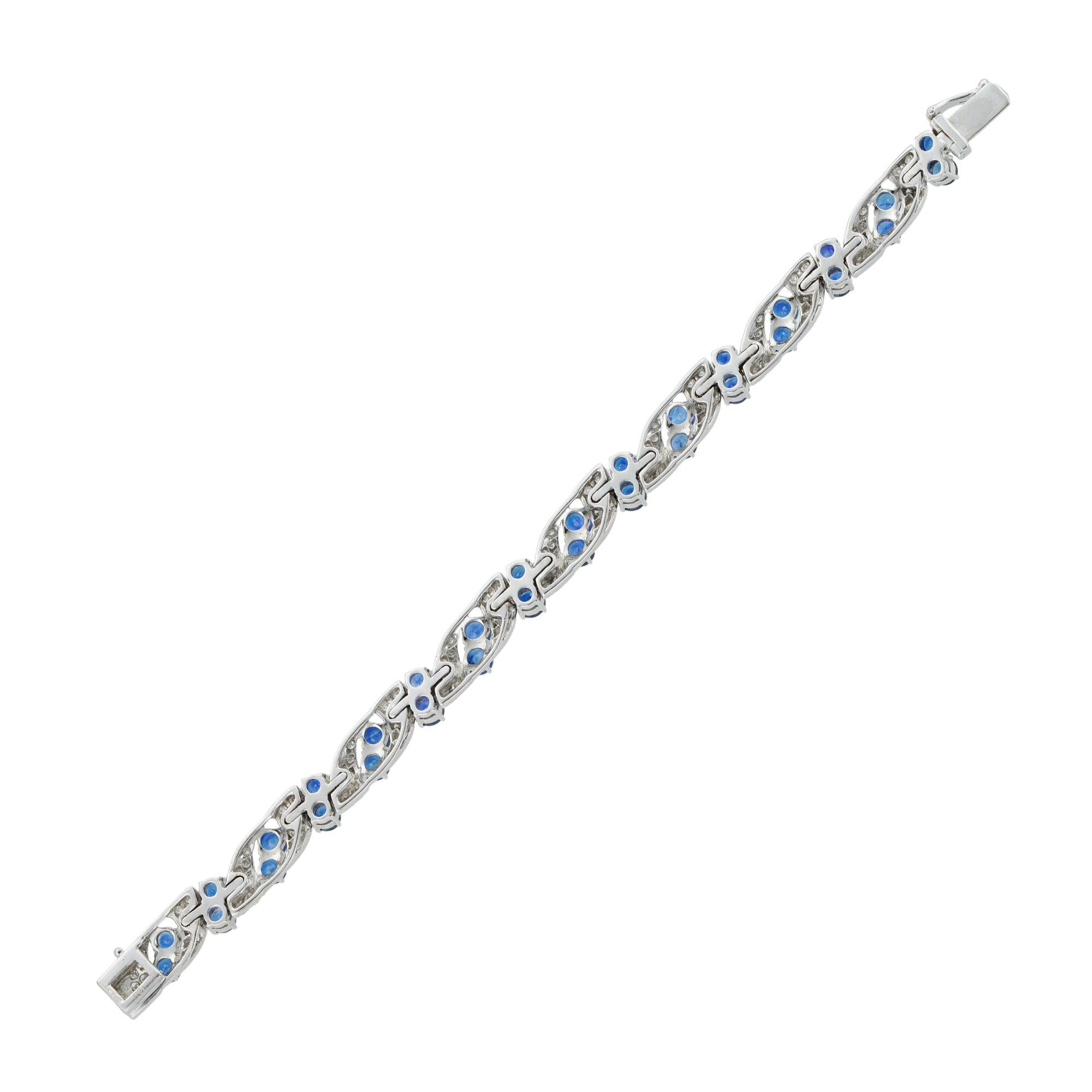 Modern Vintage Sapphire and Diamond Bracelet For Sale