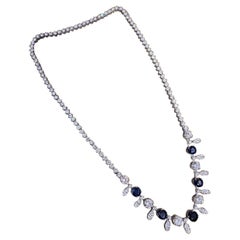 Choker-Halskette aus Platin und 18 Karat Weißgold mit Saphiren und Diamanten