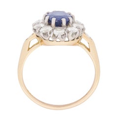 Vintage Sapphire and Diamond Cluster Dress Ring, circa 1950s