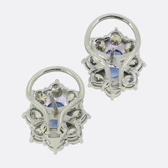 Vintage Sapphire and Diamond Cluster Earrings