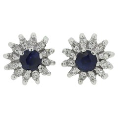 Vintage Sapphire and Diamond Cluster Earrings