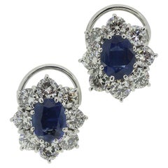 Vintage Sapphire and Diamond Cluster Earrings