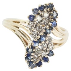 Vintage Sapphire and Diamond Cluster Ring 14 Karat