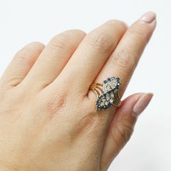 14 Karat Saphir und Diamant-Cluster-Ring