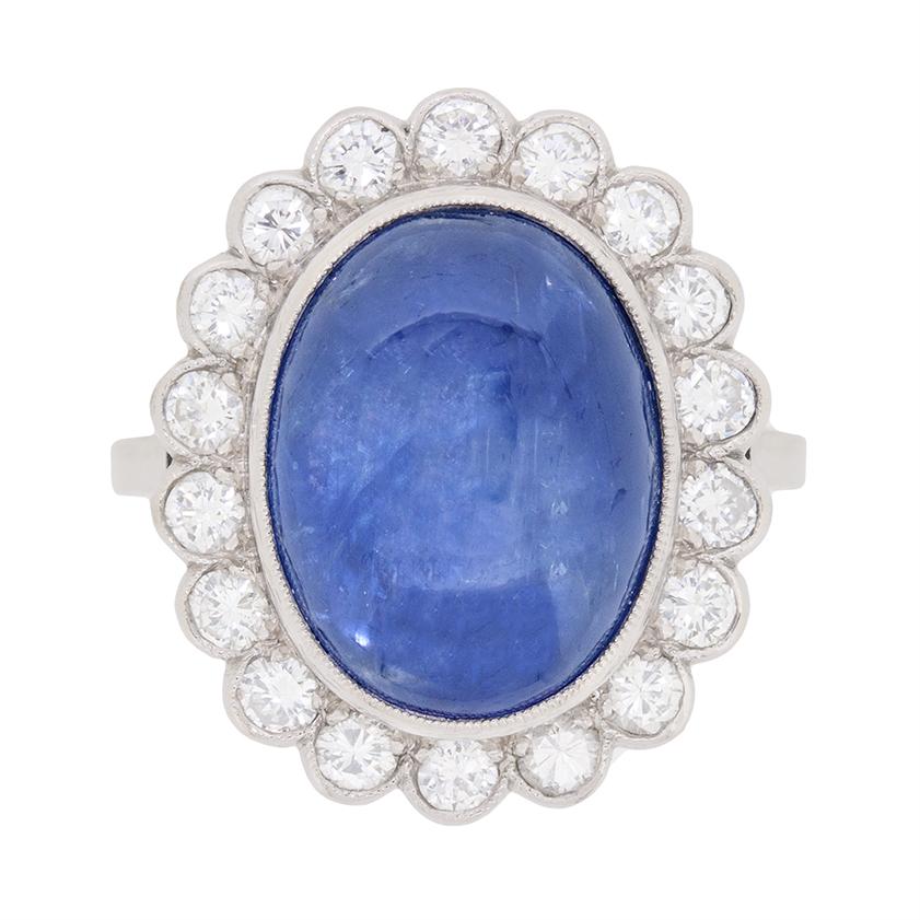 Vintage-Cluster-Ring mit Saphir und Diamant, ca. 1940er Jahre