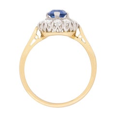Vintage Sapphire and Diamond Cluster Ring, circa 1950s