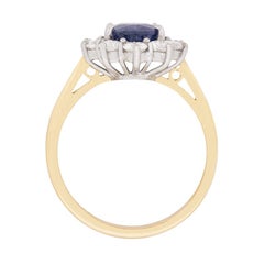 Vintage Sapphire and Diamond Cluster Ring, circa 1960s