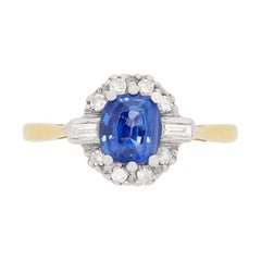 Vintage Sapphire and Diamond Cluster Ring, circa 1966