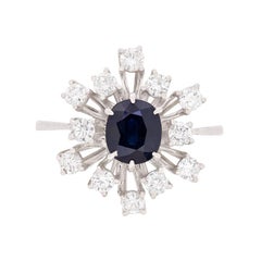 Vintage Sapphire and Diamond Cluster Ring, circa 1970s