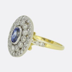 Vintage Sapphire and Diamond Cluster Ring