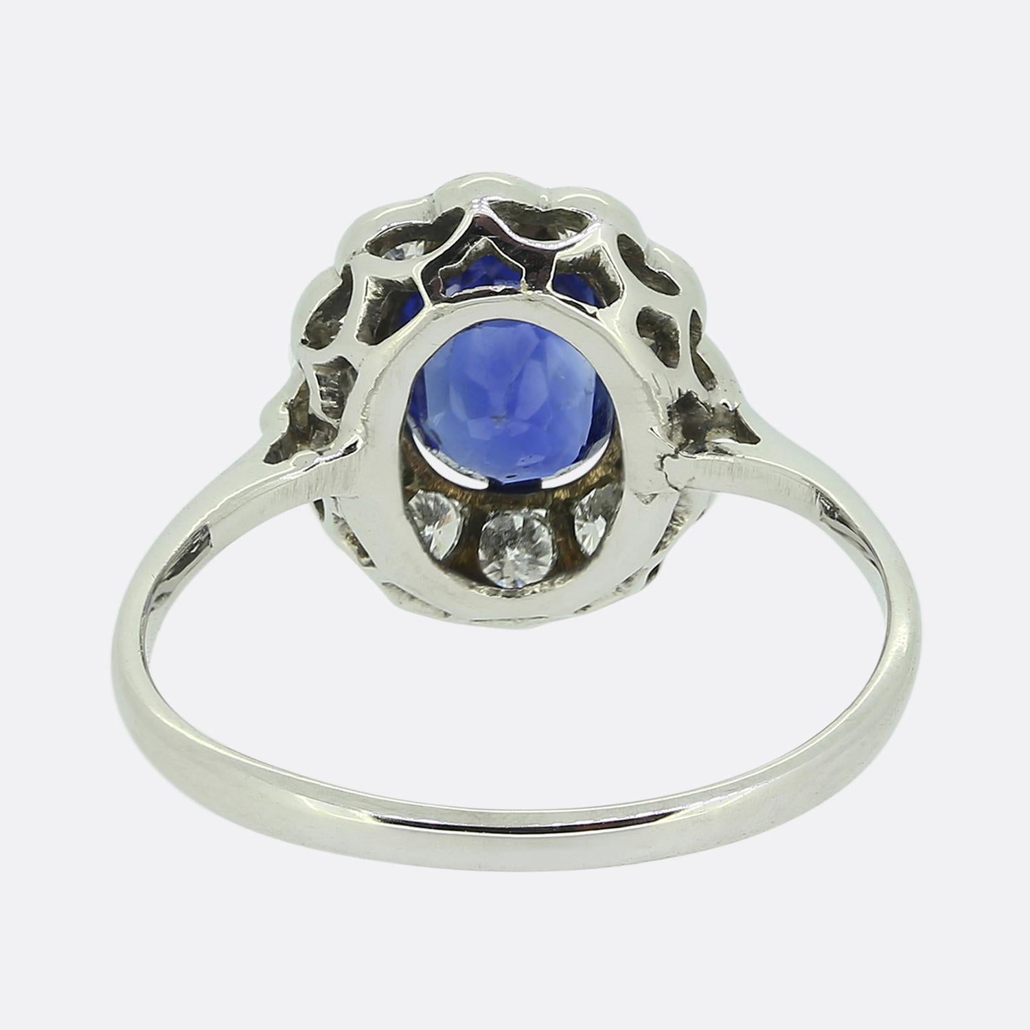 Vintage Sapphire and Diamond Cluster Ring In Good Condition In London, GB