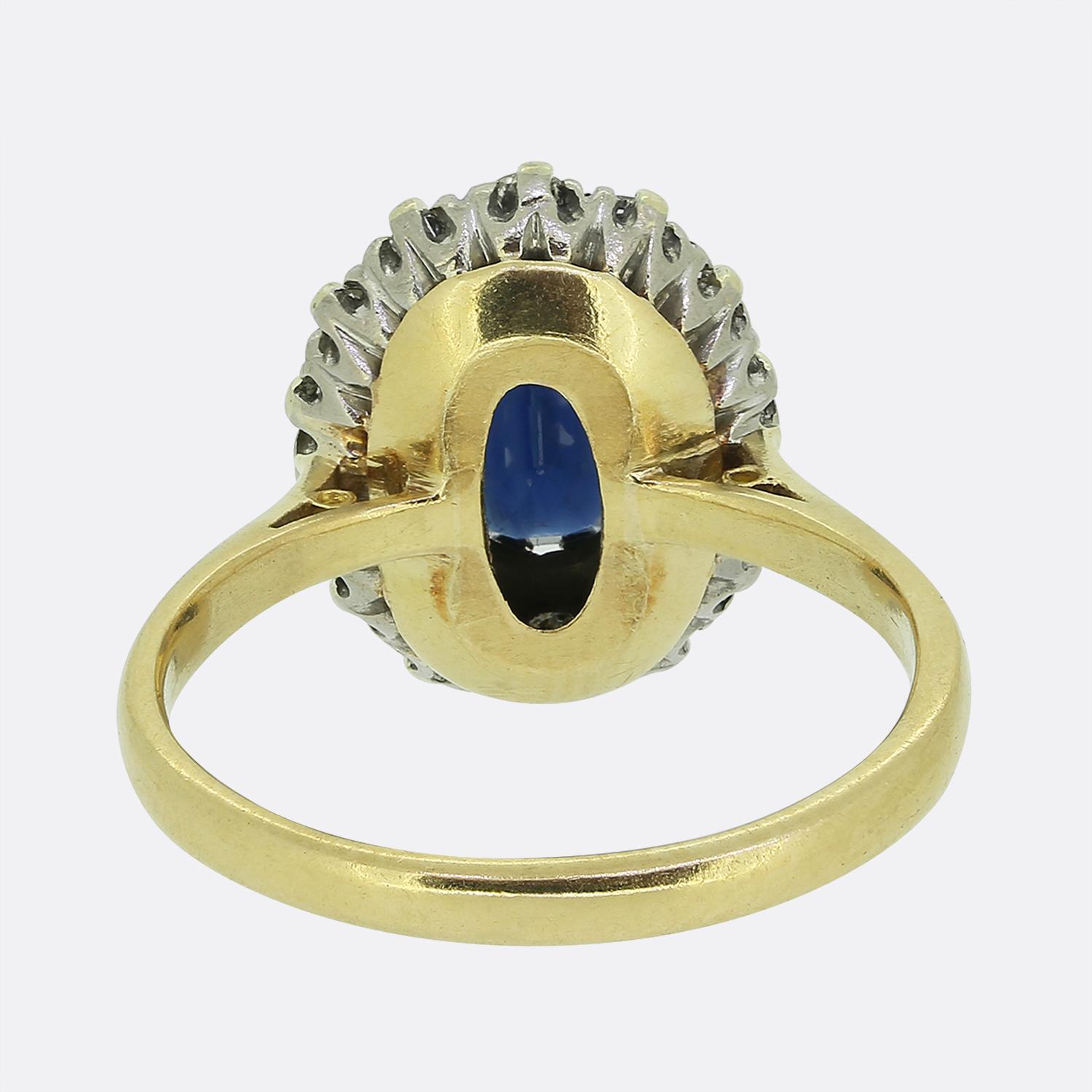 Vintage Sapphire and Diamond Cluster Ring In Excellent Condition In London, GB