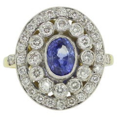 Vintage Cluster-Ring mit Saphiren und Diamanten