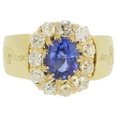 Used Sapphire and Diamond Cluster Ring
