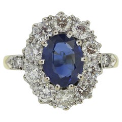 Used Sapphire and Diamond Cluster Ring