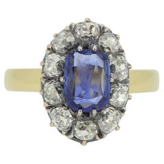 Vintage Cluster-Ring mit Saphiren und Diamanten