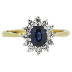 Vintage Sapphire and Diamond Cluster Ring