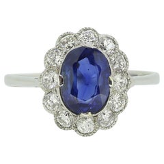 Vintage Sapphire and Diamond Cluster Ring