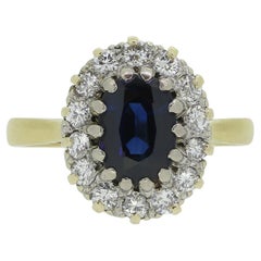 Vintage Sapphire and Diamond Cluster Ring