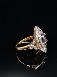 Vintage 1.75ct Transparent Sapphire and Diamond Cocktail Ring, circa 1930s