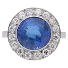 Vintage Sapphire and Diamond Coronet Cluster Ring, circa 1950